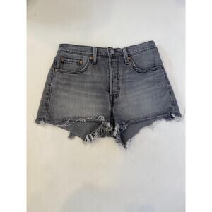 Levi’s 501 Women’s Gray Button Fly Cut Off Denim Shorts EUC Sz 27 Raw Hem Jeans